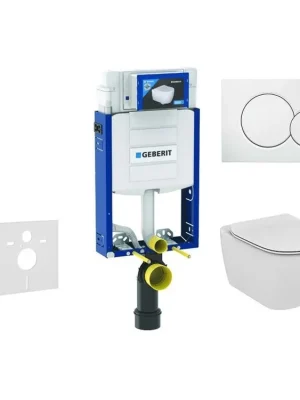 Must-Have Geberit Kombifix Set předstěnové instalace, klozetu a sedátka Ideal Standard, tlačítka Sigma01, Aquablade, SoftClose, lesklý chrom 110.302.00.5 NU1