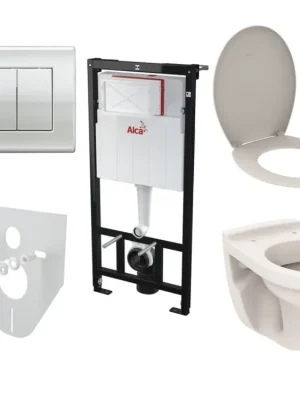 Alcaplast Sádromodul set do sádrokartonu s chromovým tlačítkem, klozet a sedátko Ideal Standard, thermoplast, AM101/1120.SET.2 Actieprijs