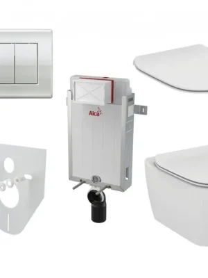 Alcaplast Renovmodul set na zazdění s chromovým tlačítkem, klozet a sedátko Ideal Standard, hluboké splachování, AM115/1000.SET.4 Shop Nu