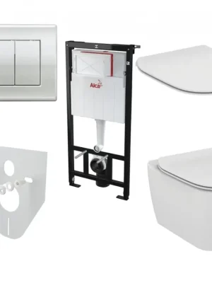 Alcaplast Sádromodul set do sádrokartonu s chromový tlačítkem, klozet a sedátko Ideal Standard, hluboké splachování, AM101/1120.SET.4 Koop Online