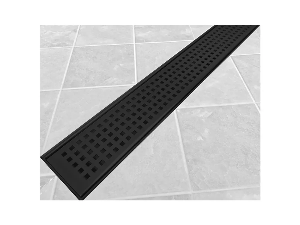 Sprchový žlab Mex včetně roštu Squares 60 cm, černá matná, ID41114/600 Premium