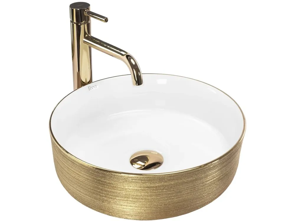 Umyvadlo na desku Rea Sami White Brush Gold Speciale Aanbieding