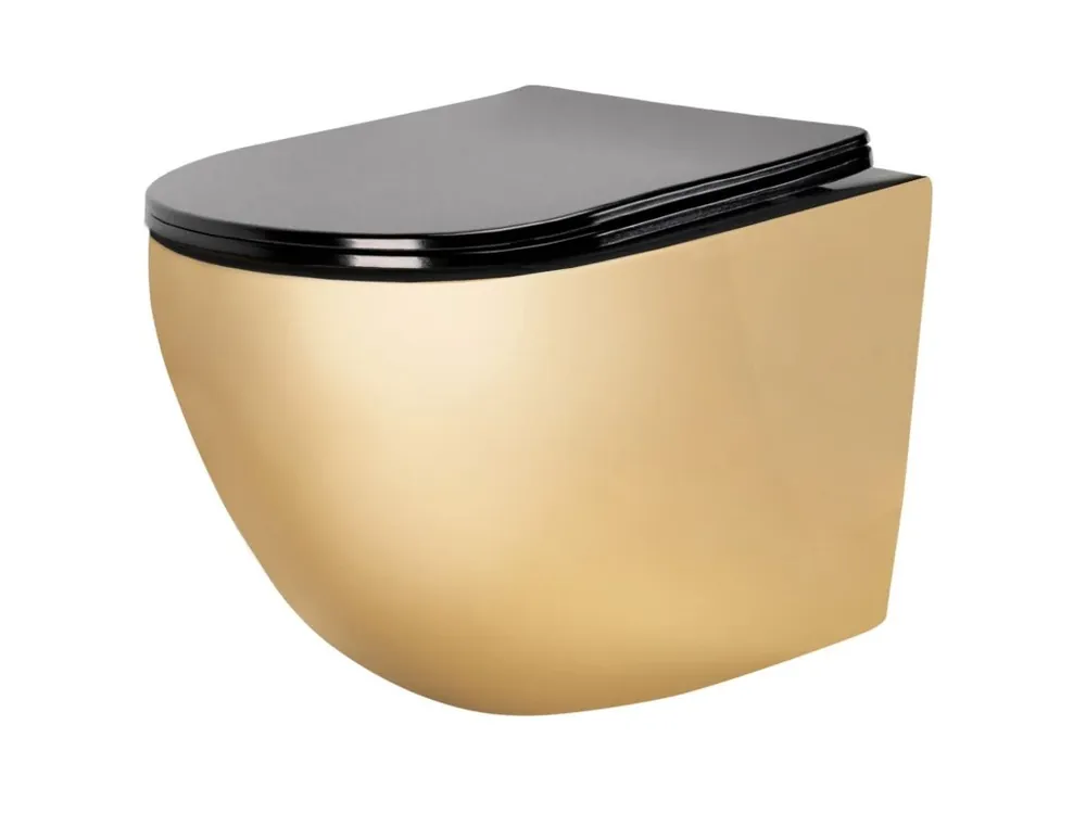 Závěsná WC mísa REA Carlo Mini Flat Gold/Black Laatste Versie