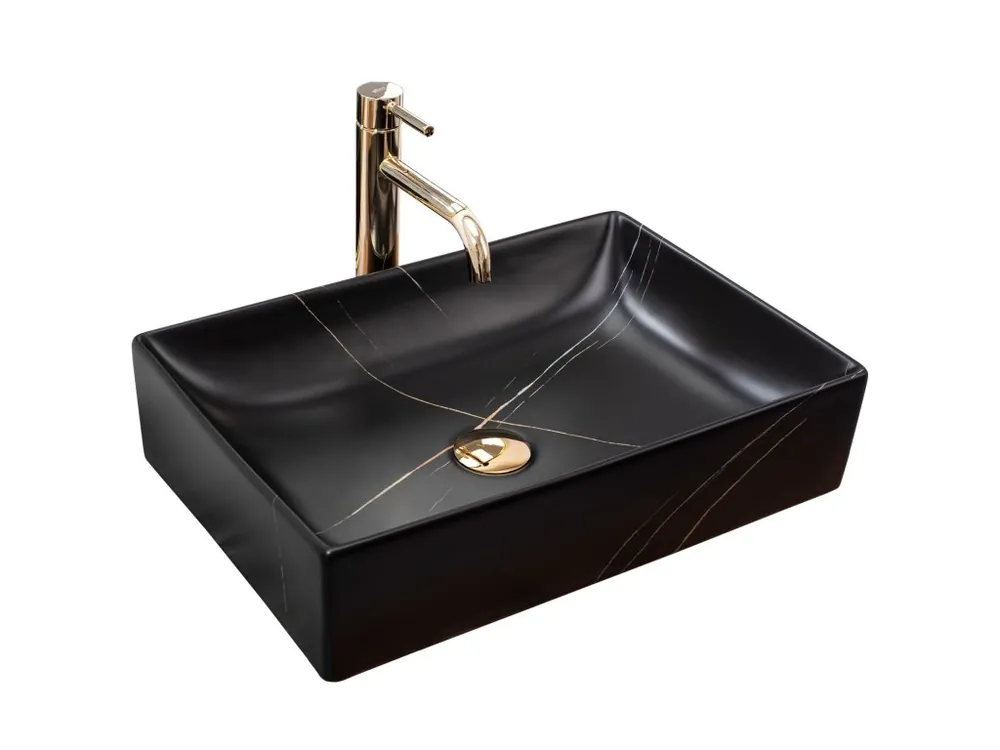 Populair Umyvadlo na desku REA Inga Black Marble Mat