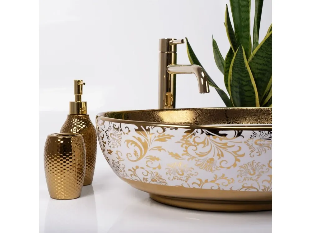 Umyvadlo na desku Rea Margot White/Gold Snelle Levering