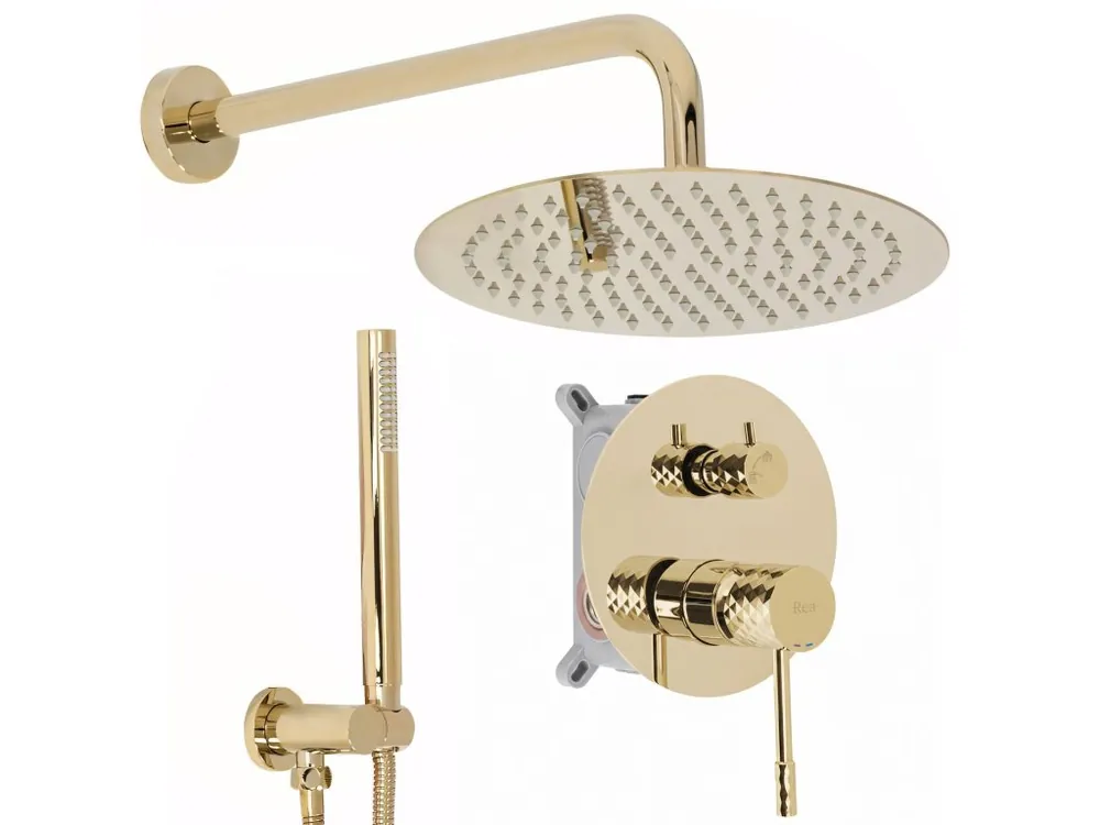 Podomítková sprchová sada Rea Lungo Diamond Gold + BOX Op = Op