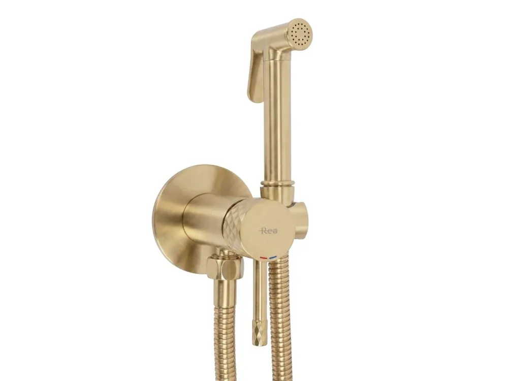 Actieprijs Podomítková bidetová baterie Rea Lungo Loop Diamond Brush Gold