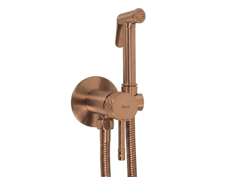 Podomítková bidetová baterie Rea Lungo Loop Diamond Brush Copper Superprijs
