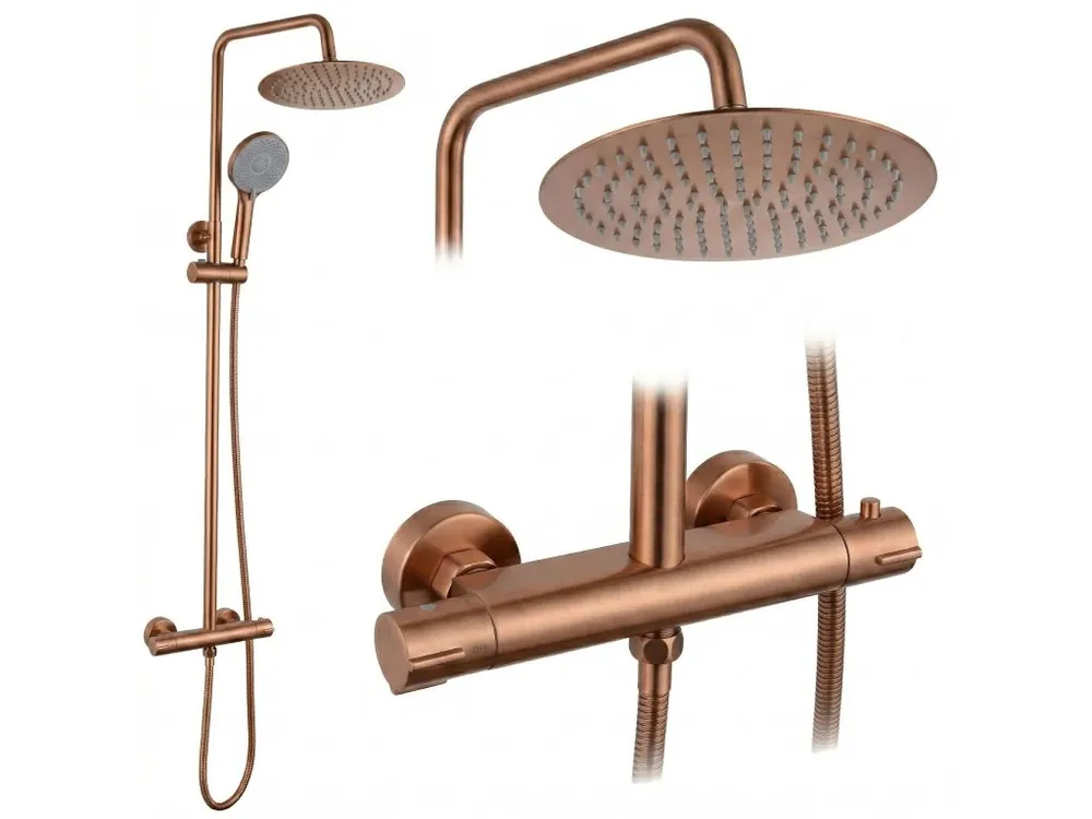 Sprchová sada bez výtoku s termostatem Rea Lungo Copper Brush Rechtstreeks Van De Fabrikant