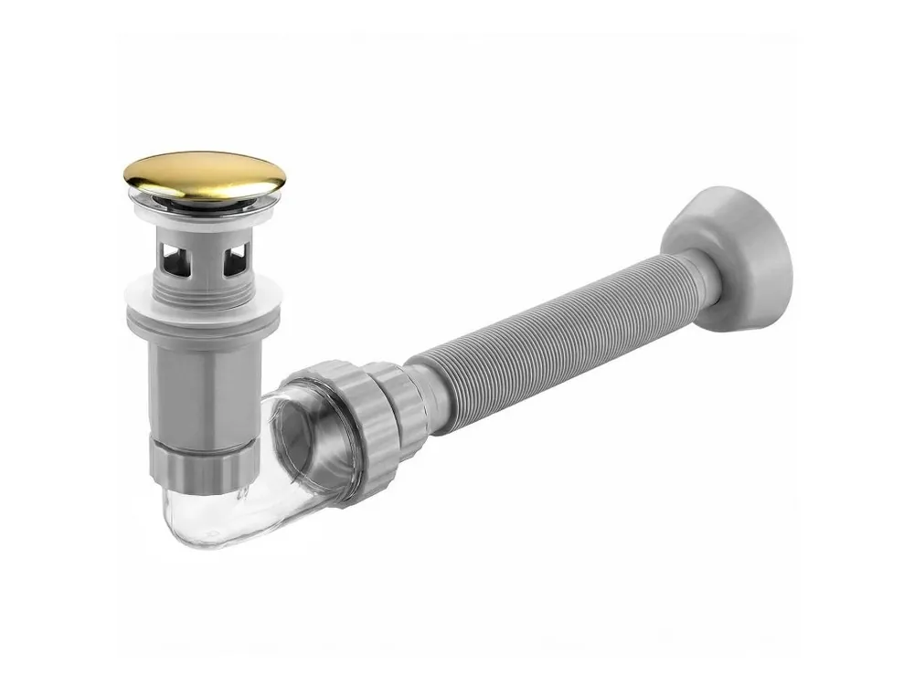 Aanbieding Umyvadlový sifon s univerzální výpustí click-clack REA Flow Gold