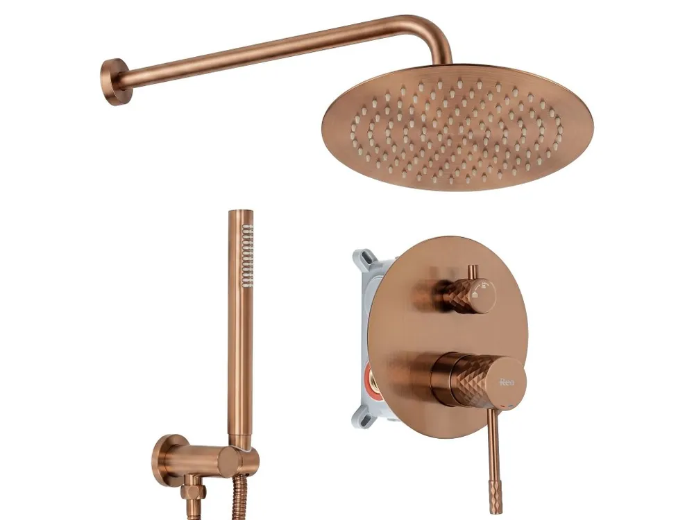 Snelle Levering Podomítková sprchová sada Rea Lungo Diamond Brush Copper + BOX