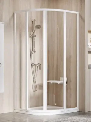 SKCP4-90 195 kout čtvrtkruhový, rám bílý/sklo transparent, 90x90 (3117O102Z1) Bestel Nu