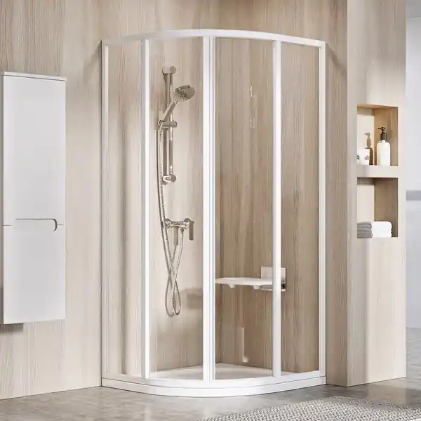 SKCP4-90 195 kout čtvrtkruhový, rám bílý/sklo transparent, 90x90 (3117O102Z1) Objednat Nyní