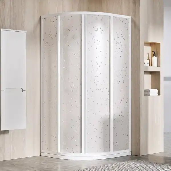 Certifikovaný SKCP4-90 195 kout čtvrtkruhový, rám bílý/plast pearl, 90x90 (3117O10211)
