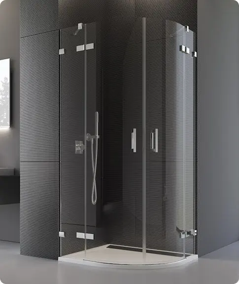 PU4 - ATYP čtvrtkruhový kout s dvoukřídlými dveřmi 75-120 cm, R55, L-kování (PU455SM1) Veilige Betaling