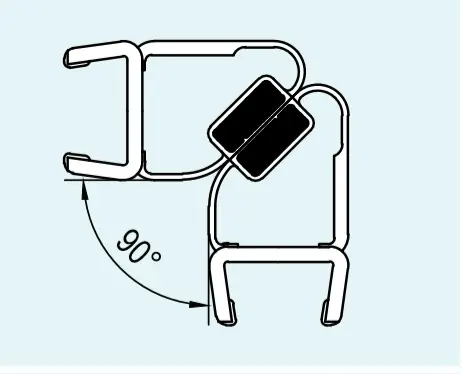 Lage Kosten Svislé magnetické těsnění 90° na 8 mm skla, pro PUR (52352.KD)