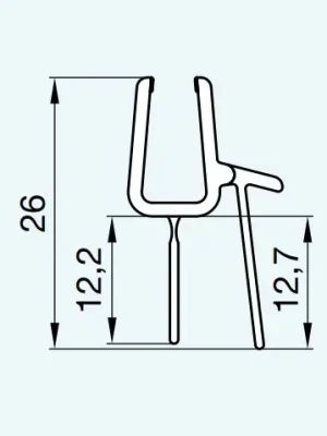 Vodorovné těsnění na 6 mm skla s těsněním 42352, pro PUR, Cadura, Divera, Annea, Solino, Escura (52203U.KD.1000.F) Laatste Kans