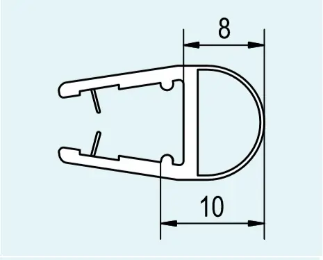 Svislé těsnění na 6 a 8 mm skla, pro PUR (51205.KD.2000) Direct Beschikbaar