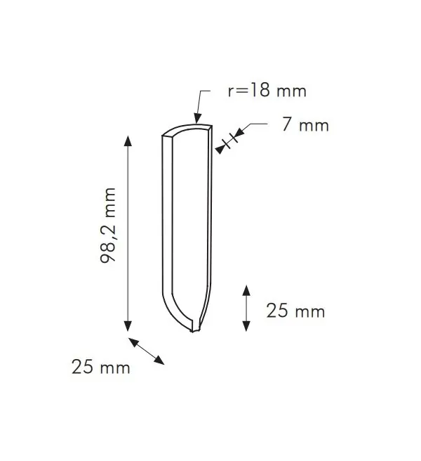 Fabrieksprijs IN Perla Cod. G RAL 7004 - vnitřní roh 2,5x10 šedá matná (0011G22)