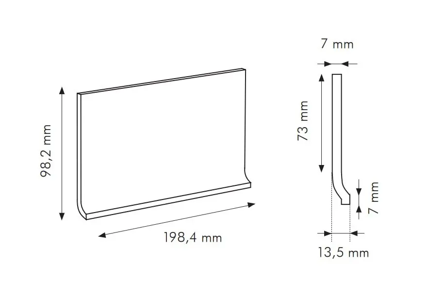 IN Latte Cod. I RAL 9010 - sokl s požlábkem 10x20 krémová matná (0011I00) Direct Verzonden