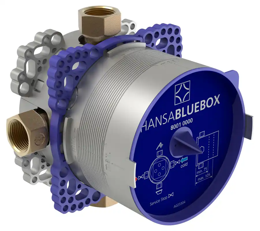 Hansabluebox - podomítkové těleso DN 20, s předuzavíracími ventily (80010000) Shop Nu