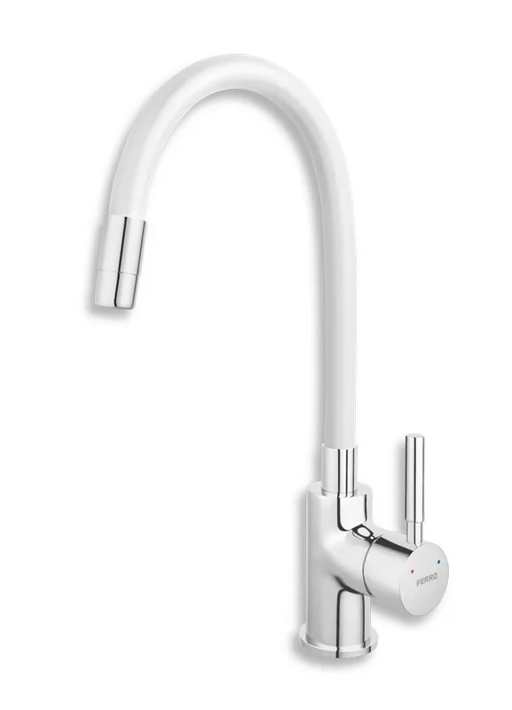 Dřezová stojánková baterie s elastickým ramenem, bílá-chrom (70710,0B) Uitverkoop