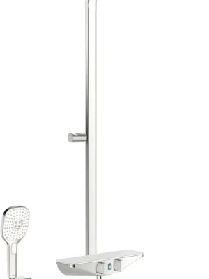 Beperkte Voorraad Hansaemotion Wellfit sprchový systém - nástěnná termostatická sprchová baterie, polička bílá (5865017282)