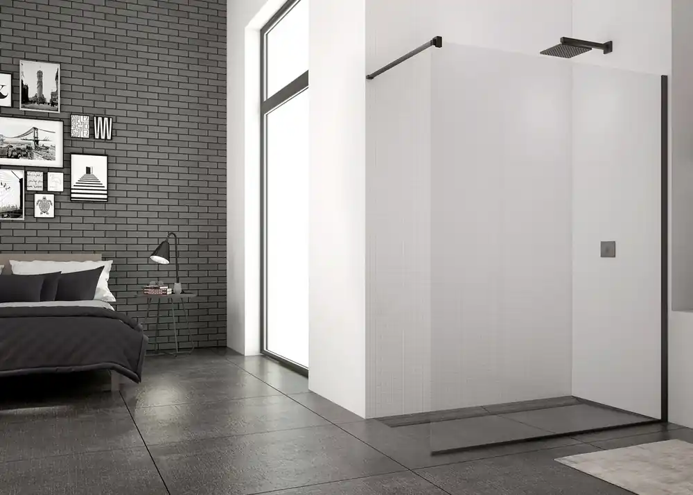 STR4P - pevná stěna samostatná s vyrovnávacím profilem 120 cm, profil černý (STR4P1200607) Merkproduct