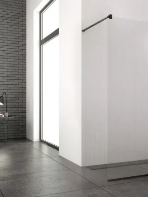 Aanbieding STR4P - pevná stěna samostatná s vyrovnávacím profilem 140 cm, profil černý (STR4P1400607)