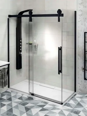 Dagaanbieding Boční stěna 100 cm, sklo čiré/matná černá (GV3410)