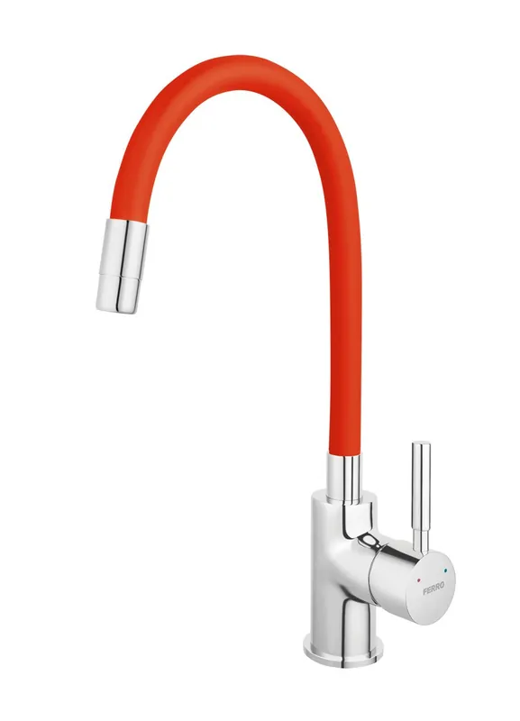 Dagaanbieding Dřezová stojánková baterie s elastickým ramenem, červená-chrom (70710,0CV)