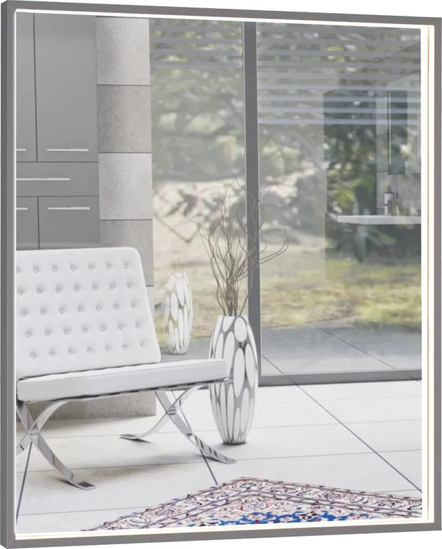 Gereduceerde Prijs Centino - zrcadlo 60x70 s LED osvětlením, hliníkový rám černý (CE ZS 60 B)