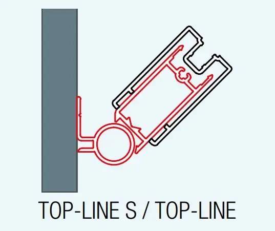 ATYP sada 2 profilů k upevnění dveří nebo boční stěny do zdi pod úhlem 0-90°, matný elox, pro Top-Line, Top-Line S (WTT3.01.SM1) Must-Have