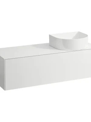 Sonar - skříňka 118x45 pod umyvadlovou mísu, 1 výřez vpravo, 1 zásuvka, bílá matná (H4054230341701) Direct Verzonden