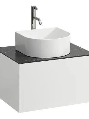 Veilige Betaling Sonar - skříňka 58x45 pod umyvadlovou mísu, 1 výřez, 1 otvor pro baterii, 1 zásuvka, bílá mat a nero marquina (H4054050341431)