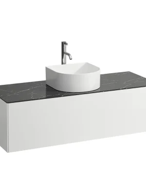 Actieprijs Sonar - skříňka 118x45 pod umyvadlovou mísu, 1 výřez, 1 otvor pro baterii, 1 zásuvka, bílá mat a nero marquina (H4054250341431)