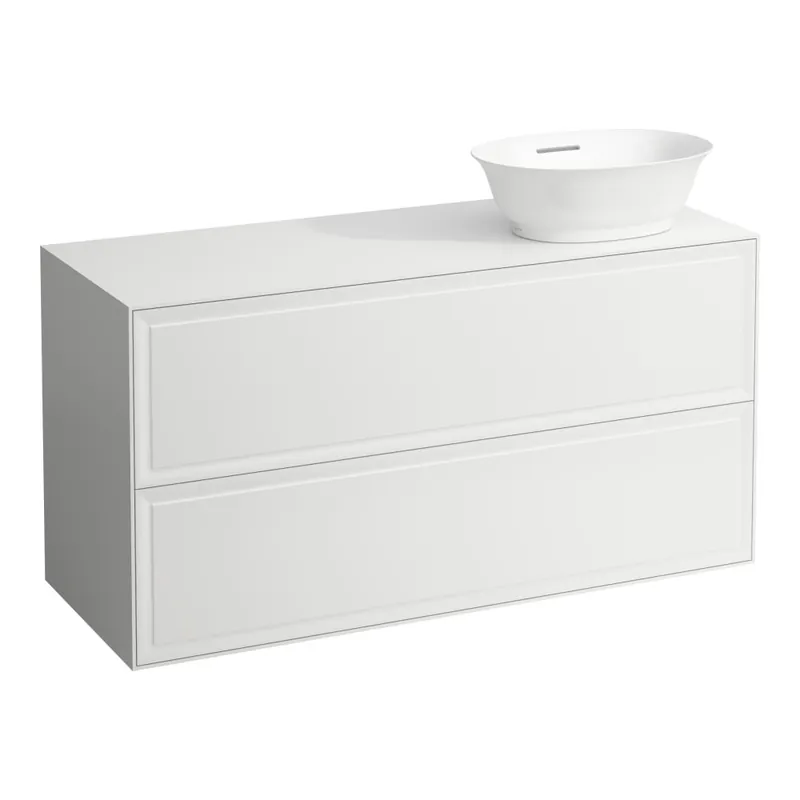 Merkproduct The New Classic - skříňka 118x45 pod umyvadlovou mísu H812852, H812853, 2 zásuvky, výřez vpravo, bílá lesklá (H4060840856311)